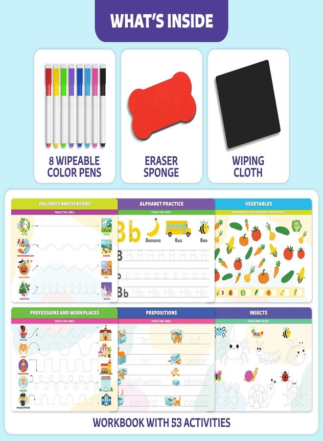 Clever Fox Play Preschool Workbook for Kids Ages 3-5 - Write & Wipe Pre-K Activity Book with 53 Tracing Learning Activities: Letters, Numbers, Shapes, Words, Math for Prek & Kindergardener 3+ Year-Old - Image 2