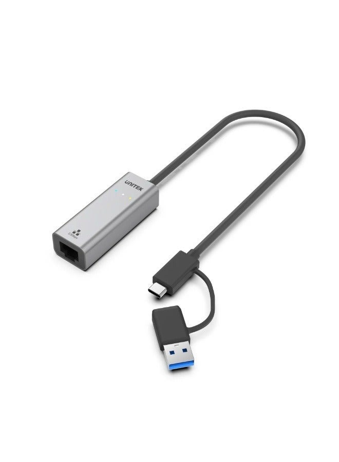 يوني تيك USB-C & USB-A to 2.5G Ethernet Adapter, 2500Mbps USB 3.0 LAN Network Adapter, RJ45 Wired Internet Converter for Laptop, PC, MacBook, Windows/macOS/Linux - Image 1