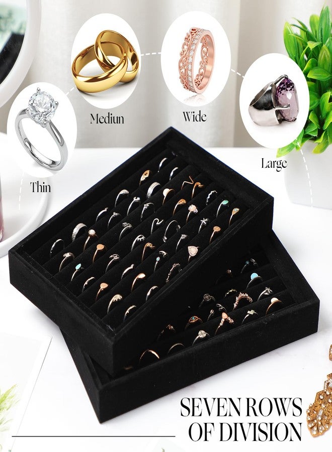 JaGely 6 Pcs Jewelry Ring Tray 7 Slots Ring Organizer Stackable Holder for Jewelry Display Drawer Insert for Dresser Earring(Black) - Image 3