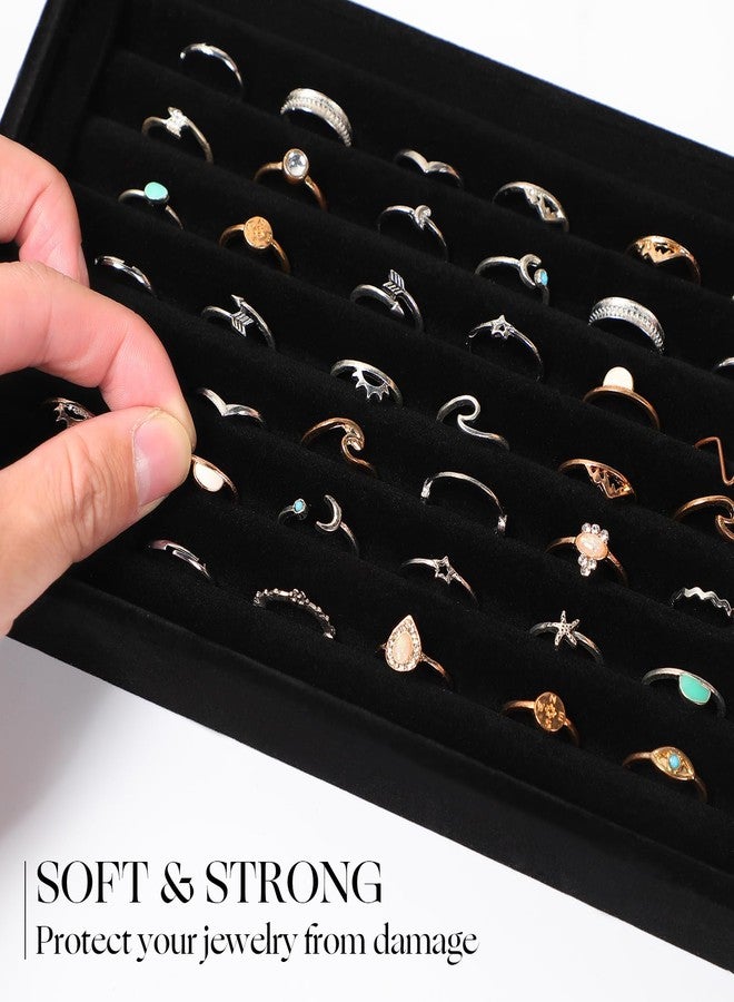 JaGely 6 Pcs Jewelry Ring Tray 7 Slots Ring Organizer Stackable Holder for Jewelry Display Drawer Insert for Dresser Earring(Black) - Image 5
