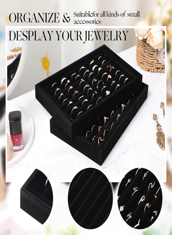 JaGely 6 Pcs Jewelry Ring Tray 7 Slots Ring Organizer Stackable Holder for Jewelry Display Drawer Insert for Dresser Earring(Black) - Image 4