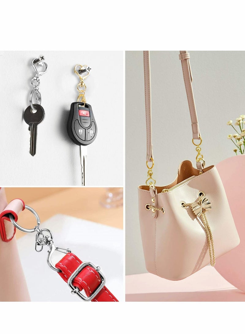 Y&D Hanging Buckle, 30Pcs Keychain Claw Clasp Heart Ring Holder Lanyard Lobster Hooks Snap DIY Accessories for Jewelry Making Bag Keychains, Silver, Golden, Rose Gold  - Image 3