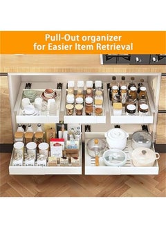 Beauenty Pull out Cabinet Organizer, 3 Slides Expandable Pull out Cabinet Organizer, Slide out Cabinet Organizer Drawers Storage for Kitchen Cabinets, Living Room, Home, Pots, Pantry (White-1)  - Image 5