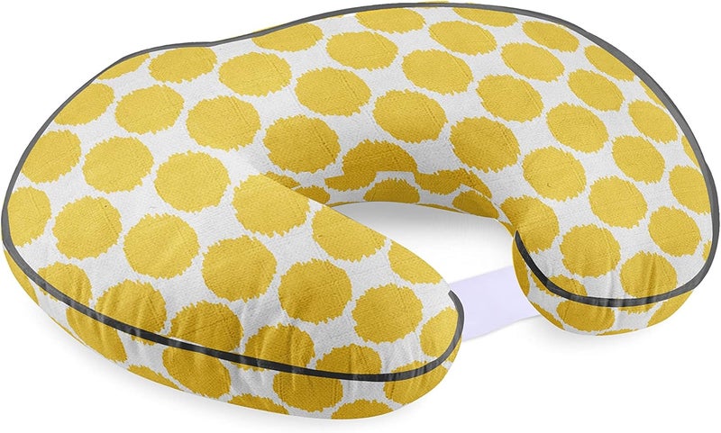 Bacati Ikat Dots Muslin Fabric Nursing Pillow Cover Only Nursing Pillow Cover Only Yellow - Image 5