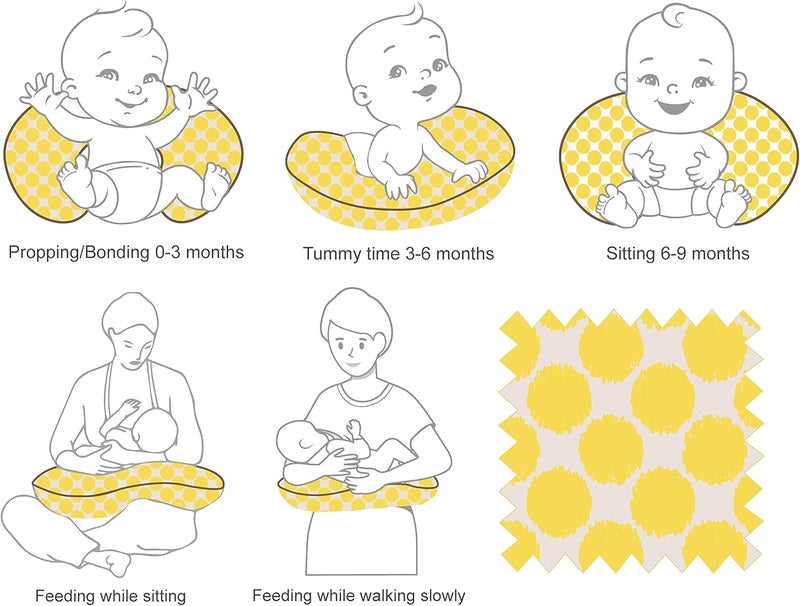 Bacati Ikat Dots Muslin Fabric Nursing Pillow Cover Only Nursing Pillow Cover Only Yellow - Image 4