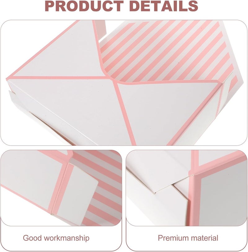 WRITWAA Foldable Envelope Flower Boxes 10pcs White with Pink Stripes Paper Flower Packing Containers for Bouquet Wrapping Storage Packaging - Image 3