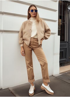 trendyol Beige Stamp Bomber Jacket Coat TWOAW25MO00070  - Image 1