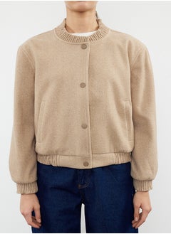trendyol Beige Stamp Bomber Jacket Coat TWOAW25MO00070  - Image 4
