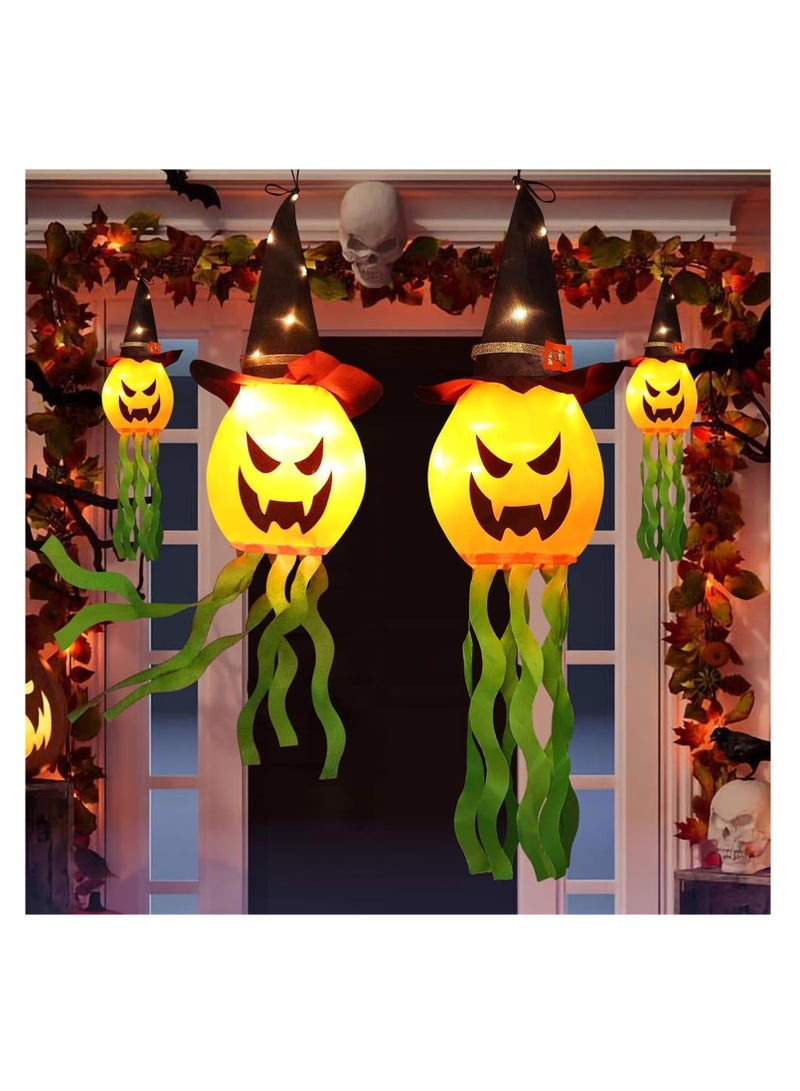 Halloween Decorations Outdoor Glowing Pumpkin Witch Hat Hanging String Lights - Indoor/Outdoor Halloween Decor for Party, Porch & Garden (4Pcs) - Image 4