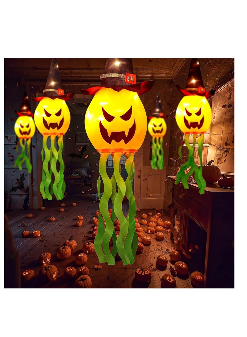 Halloween Decorations Outdoor Glowing Pumpkin Witch Hat Hanging String Lights - Indoor/Outdoor Halloween Decor for Party, Porch & Garden (4Pcs) - Image 5