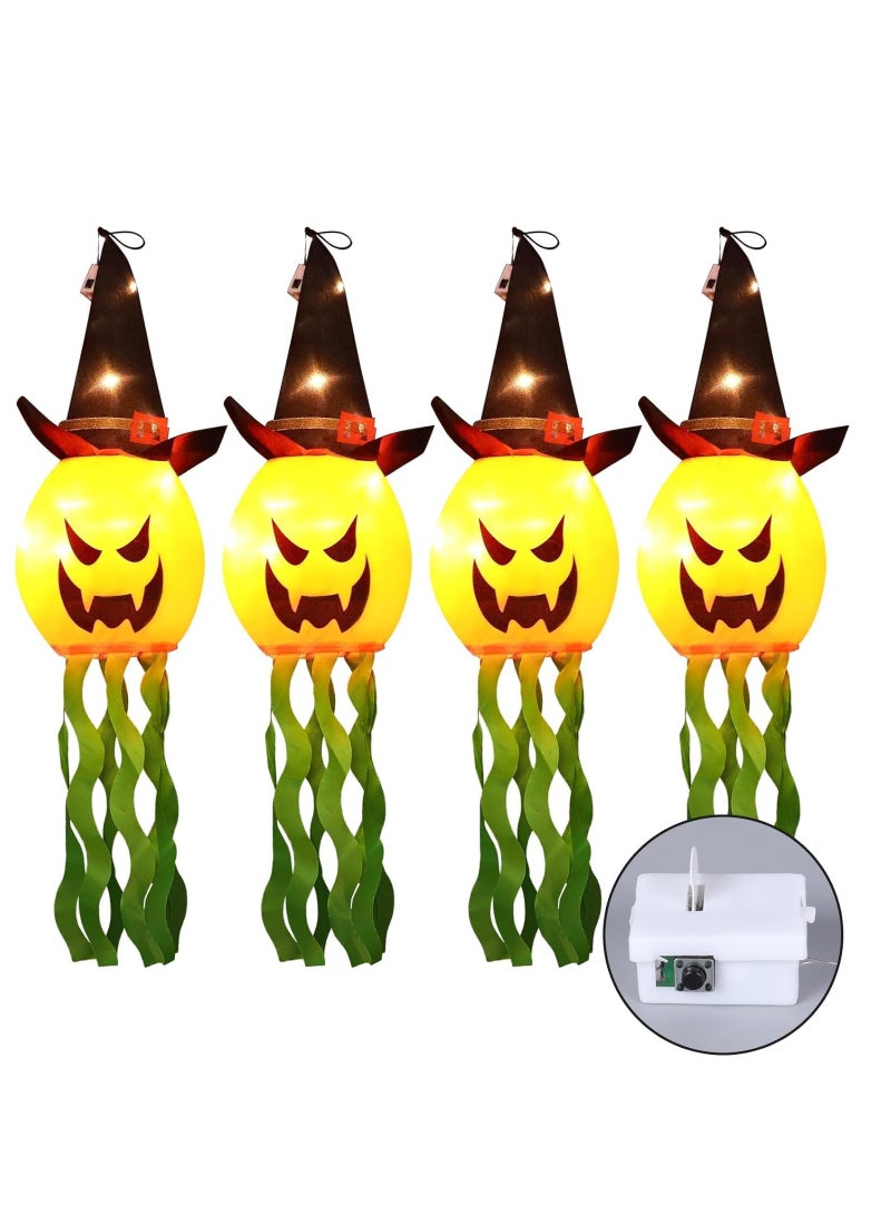 Halloween Decorations Outdoor Glowing Pumpkin Witch Hat Hanging String Lights - Indoor/Outdoor Halloween Decor for Party, Porch & Garden (4Pcs) - Image 2