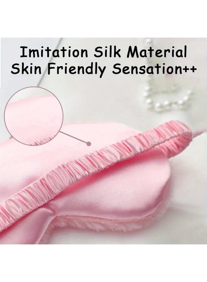 LANGMANNI 5pcs Soft Plush Eye Masks for Travel - Reusable Blackout Sleep Masks with Elastic Band, 5 Solid Colors (Grey/White/Pink/Beige/Blue), Alcohol-Free & Hypoallergenic for Aviation Rest, Yoga, Meditation, Napping, Sleep Eye Mask, Yoga Relaxation Accessory, Cushioned Eye Cover, Comfortable Fit Mask - Image 4