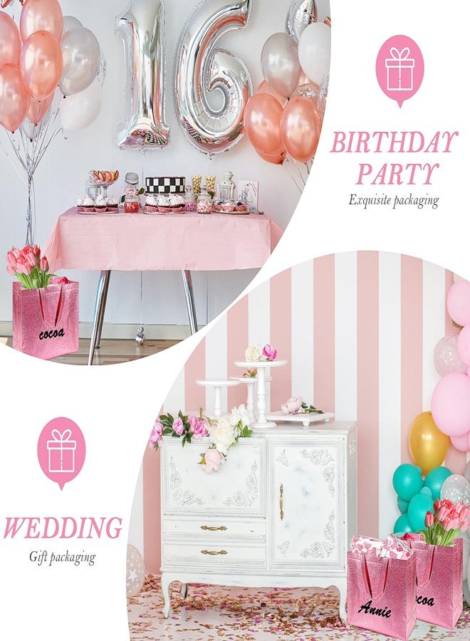 PHOGARY 15pcs Gift Bags with Handles (Pink Glitter, Stylish Party Bags for Birthday Bachelorette Wedding Party Favor Bridal Shower Wrap, Reusable Goodie Bags - Image 4