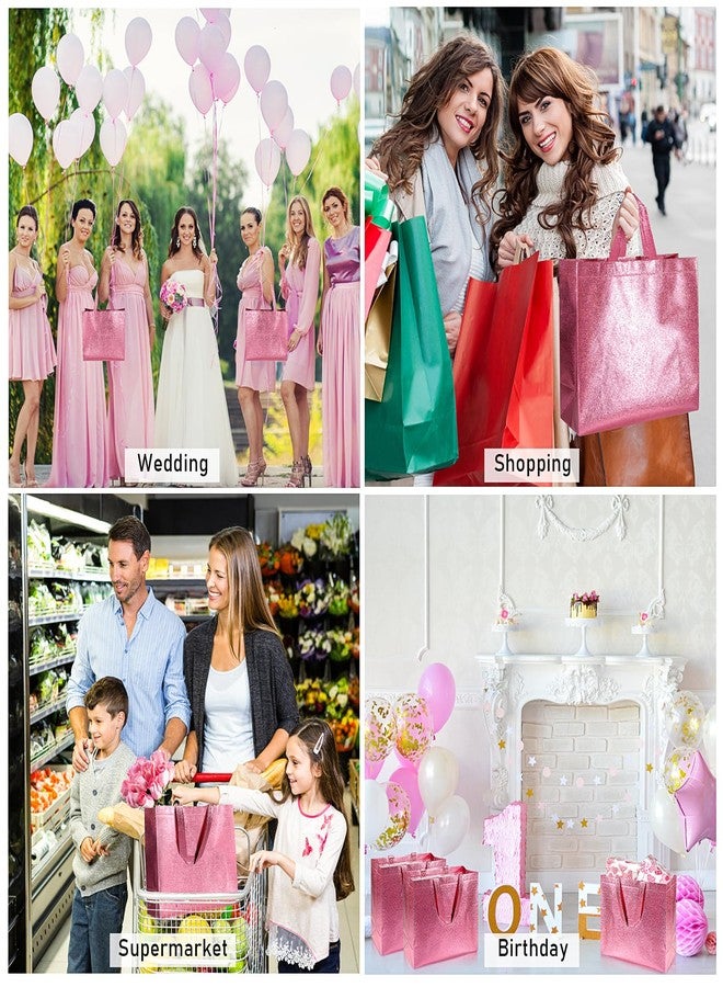 PHOGARY 15pcs Gift Bags with Handles (Pink Glitter, Stylish Party Bags for Birthday Bachelorette Wedding Party Favor Bridal Shower Wrap, Reusable Goodie Bags - Image 5
