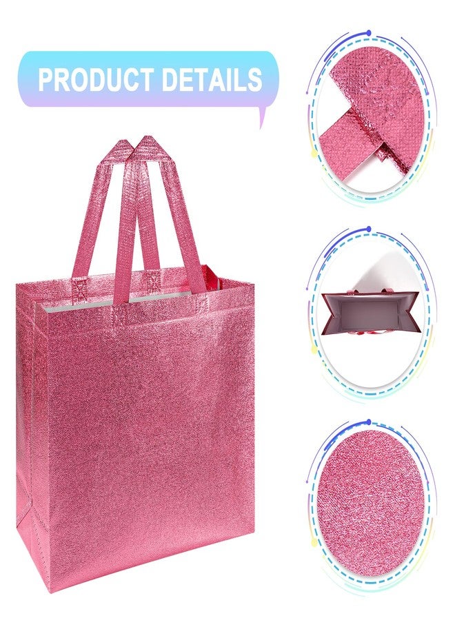 PHOGARY 15pcs Gift Bags with Handles (Pink Glitter, Stylish Party Bags for Birthday Bachelorette Wedding Party Favor Bridal Shower Wrap, Reusable Goodie Bags - Image 2