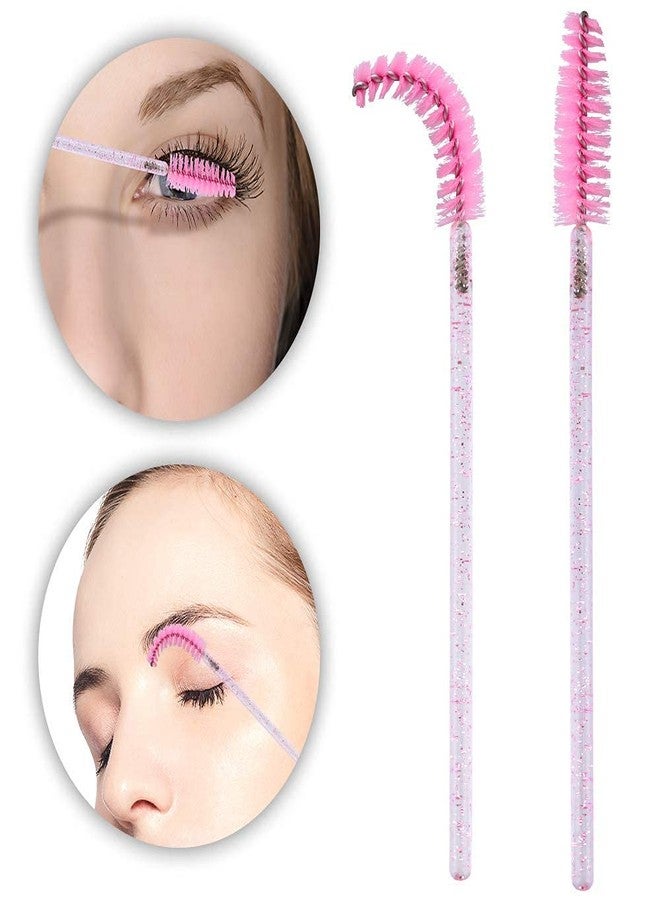 G2PLUS 500PCS Crystal Eyelash Mascara Brushes Wands Applicator Makeup Kits Mascara Wands Lash Spoolies for Eyelash Extensions and Eyebrow Brush (Pink) - Image 4