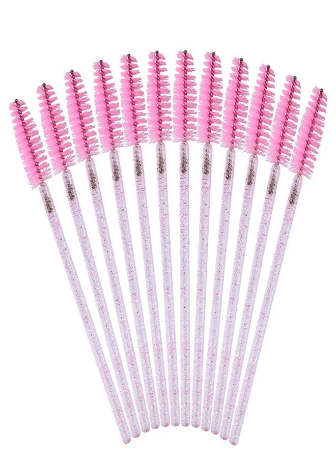 G2PLUS 500PCS Crystal Eyelash Mascara Brushes Wands Applicator Makeup Kits Mascara Wands Lash Spoolies for Eyelash Extensions and Eyebrow Brush (Pink) - Image 3