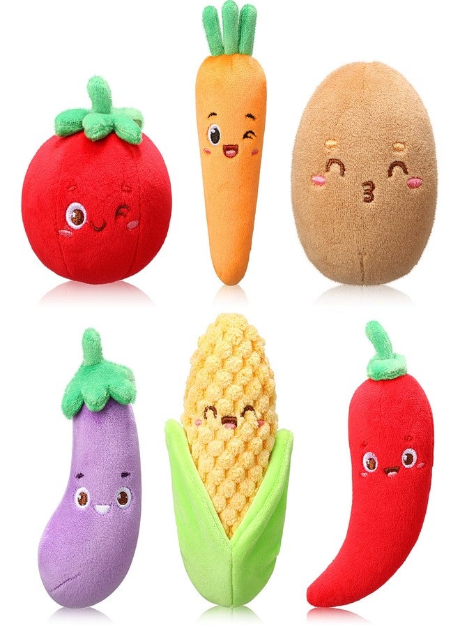 Aoriher 6 Pcs Vegetable Plush Bulk Colorful Cute Stuffed Mini Eggplant Chili Corn Tomato Carrot Potato Backpack Keychains Pendant Sensory Gifts for Birthday Party Favors - Image 1