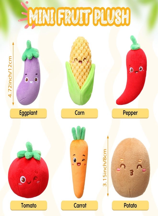 Aoriher 6 Pcs Vegetable Plush Bulk Colorful Cute Stuffed Mini Eggplant Chili Corn Tomato Carrot Potato Backpack Keychains Pendant Sensory Gifts for Birthday Party Favors - Image 3