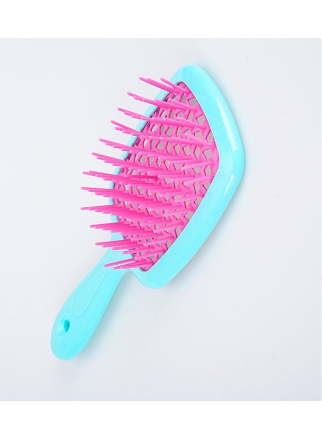 بيوينتي فرشاة تدليك كبيرة مجوفة ذات تصميم منحنٍ، تستخدم لتصفيف الشعر المجعد والمستقيم، مناسبة للاستخدام عند جفاف الشعر أو رطب، فرشاة بتصميم شبكي لتمشيط الشعر بشكل مثالي/باللون الأزرق