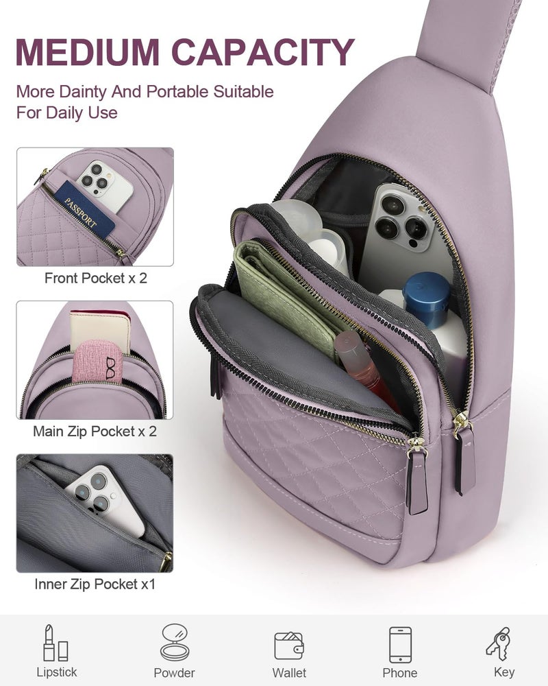 Capolo Sling Bag for Women Men Waterproof Crossbody Bags for Women Trendy Casual Fanny Pack with Convertible Shoulder Strap Chest Bag for Travel Hiking(Purple, Medium) - Image 4
