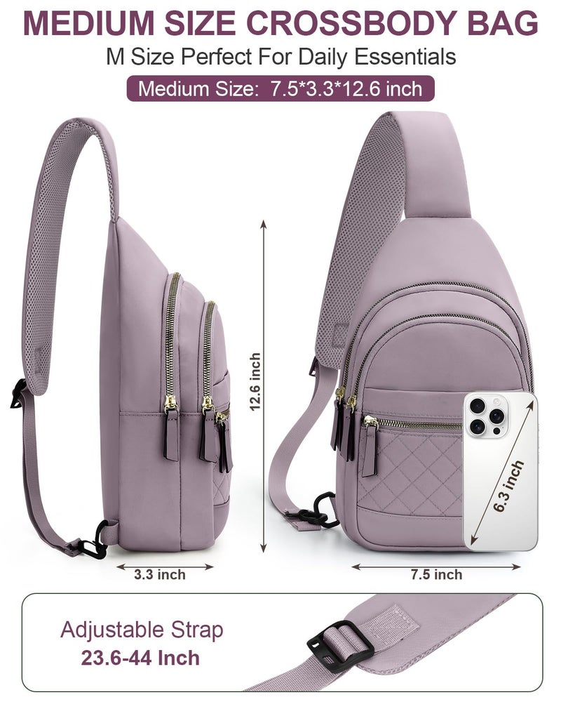 Capolo Sling Bag for Women Men Waterproof Crossbody Bags for Women Trendy Casual Fanny Pack with Convertible Shoulder Strap Chest Bag for Travel Hiking(Purple, Medium) - Image 3