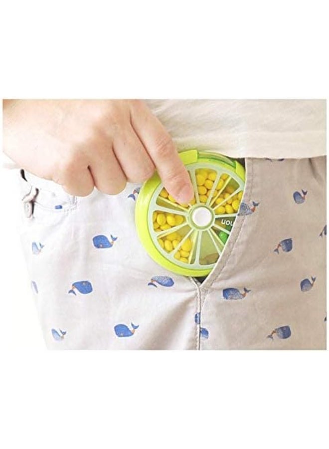 حافظه حبوب ادويه-علبة صغيرة محمولة قابلة للدوران بتصميم فاكهة مقسمة الى 7 اقسام لتناسب تناول الادوية يوميا على مدار الاسبوع-354 - Image 3