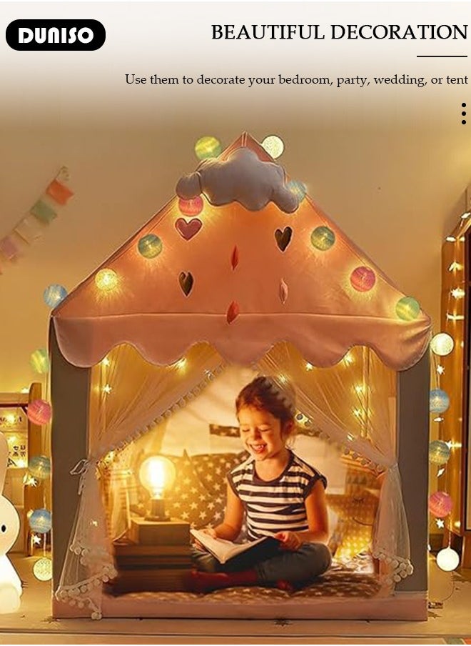 DUNISO 20 LED Globe String Lights, Fairy Lights Battery Operated String Lights, Decorative Lights String for Indoor Outdoor, Cotton Ball Lights for Home Party Patio Garden Wedding  - Image 4