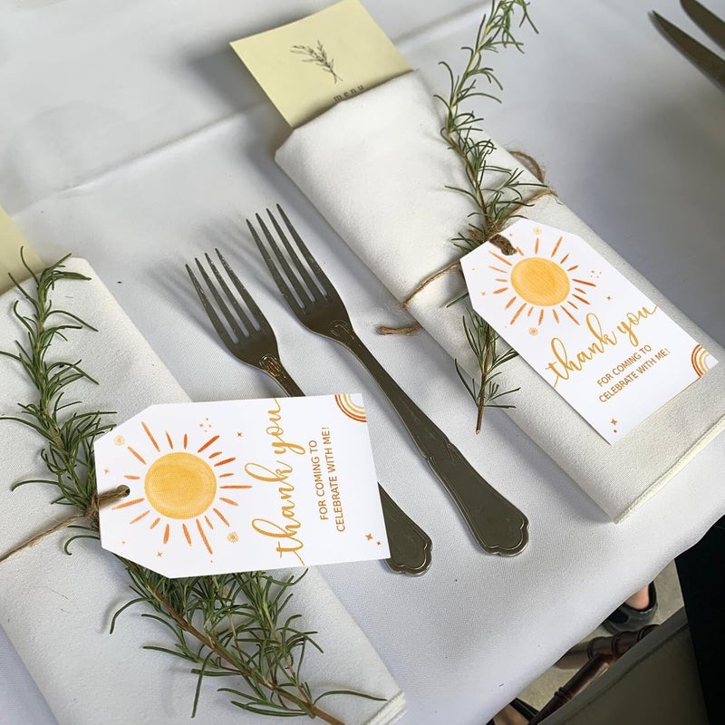 Boho Sun Birthday Thank You Gift Tags With String,  100 Pcs First Trip Around The Sun Favor Tags, Ideal For Baby Shower, 1st Birthday Party Supplies For Boys And Girls - Image 5