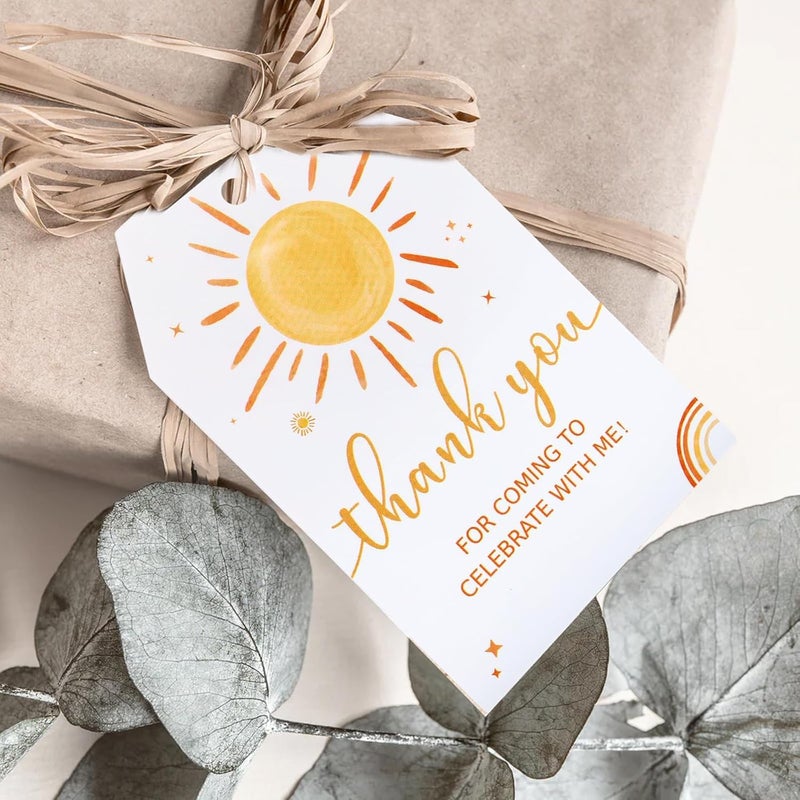 Boho Sun Birthday Thank You Gift Tags With String,  100 Pcs First Trip Around The Sun Favor Tags, Ideal For Baby Shower, 1st Birthday Party Supplies For Boys And Girls - Image 4