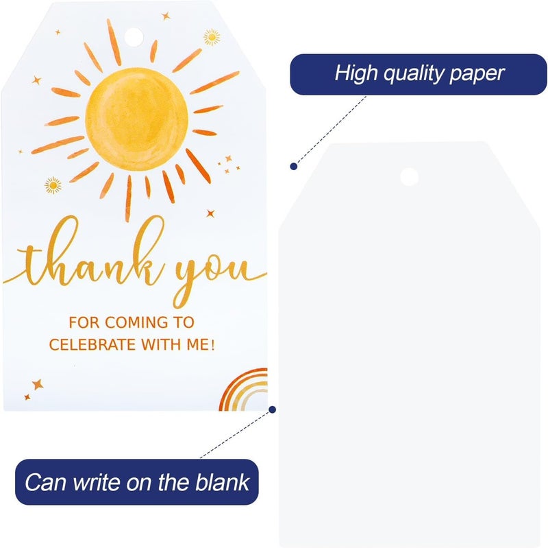 Boho Sun Birthday Thank You Gift Tags With String,  100 Pcs First Trip Around The Sun Favor Tags, Ideal For Baby Shower, 1st Birthday Party Supplies For Boys And Girls - Image 3