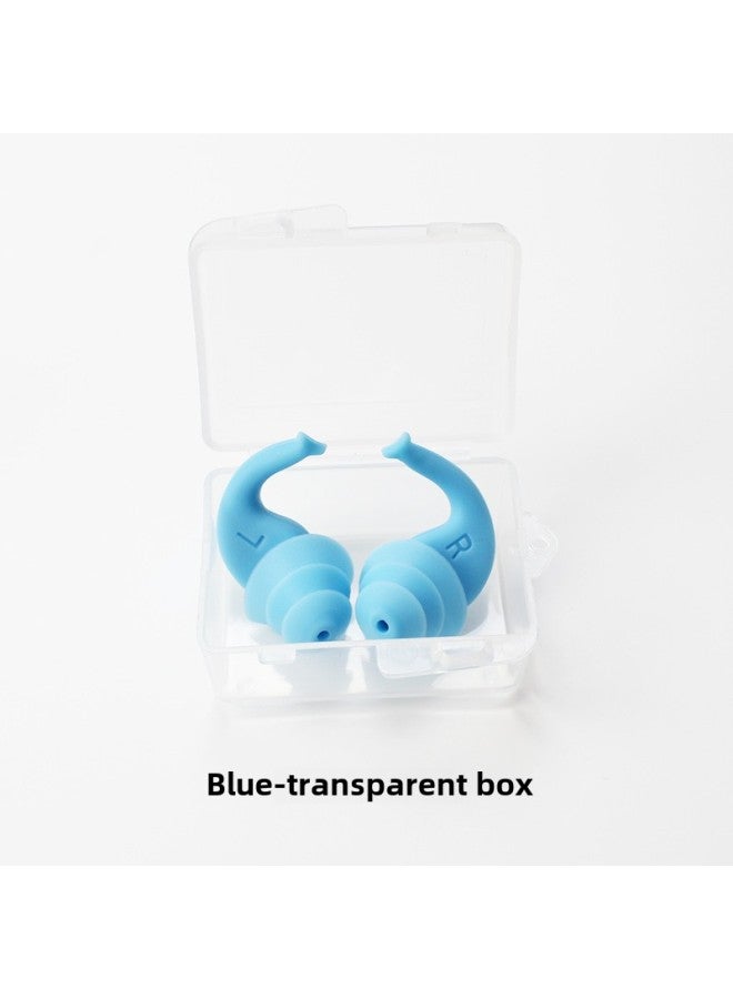 [Arrival] Soundproof Earplugs Anti-noise Sleep Earplugs Anti-water Silicone Earplugs Swimming Earplugs Factory-Color:Blue-transparent Box