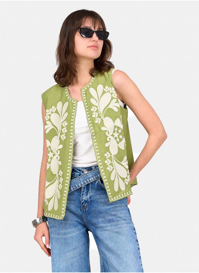 Clue Embroidered Tencel Vest  - Image 1