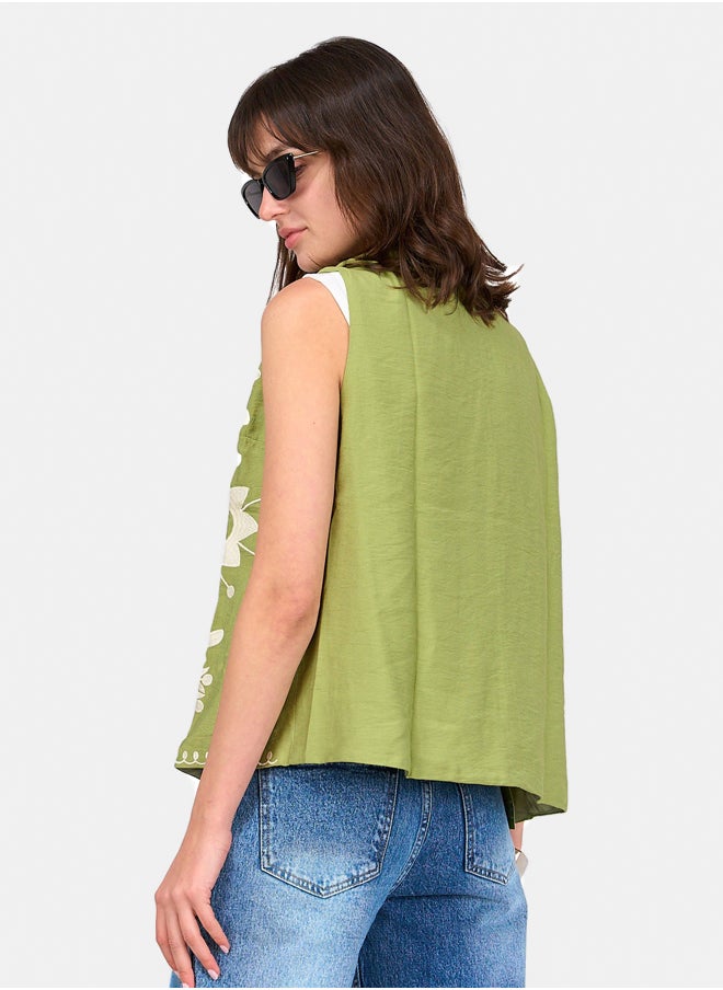 Clue Embroidered Tencel Vest  - Image 2