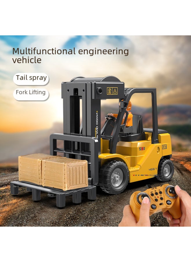 Generic - 2.4g Remote Control Forklift 11-way Light Music Spray Crane Engineering Vehicle Children's Toy Model-Color:HJ8009D Alloy Two In One-Proportion:Package 3: ] - Image 1