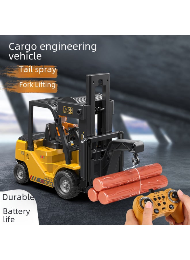 Generic - 2.4g Remote Control Forklift 11-way Light Music Spray Crane Engineering Vehicle Children's Toy Model-Color:HJ8009D Alloy Two In One-Proportion:Package 3: ] - Image 1