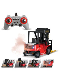 2.4g Remote Control Forklift 11-way Light Music Spray Crane Engineering Vehicle Children's Toy Model-Color:HJ8009D Alloy Two In One-Proportion:Package 3: ]