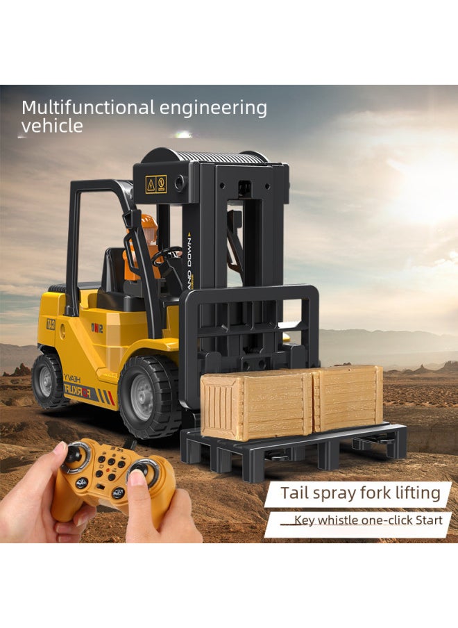 Generic - 2.4g Remote Control Forklift 11-way Light Music Spray Crane Engineering Vehicle Children's Toy Model-Color:HJ8009D Alloy Two In One-Proportion:Package 3: ] - Image 1