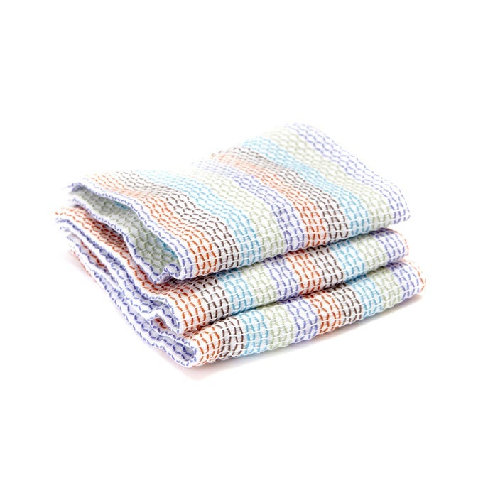 TIDY 100 ORGANIC COTTON DISH CLOTHS SET OF 3 MULTICOLORED