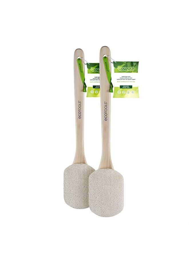Ecotools Loofah Bath Brush, Shower Brush with Ergonomic Handle, Cleans Hard to Reach Areas, Eco-Friendly Bath Sponge, Gentle Cleansing & Exfoliating, Vegan & Cruelty-Free, 2 Count - Image 1