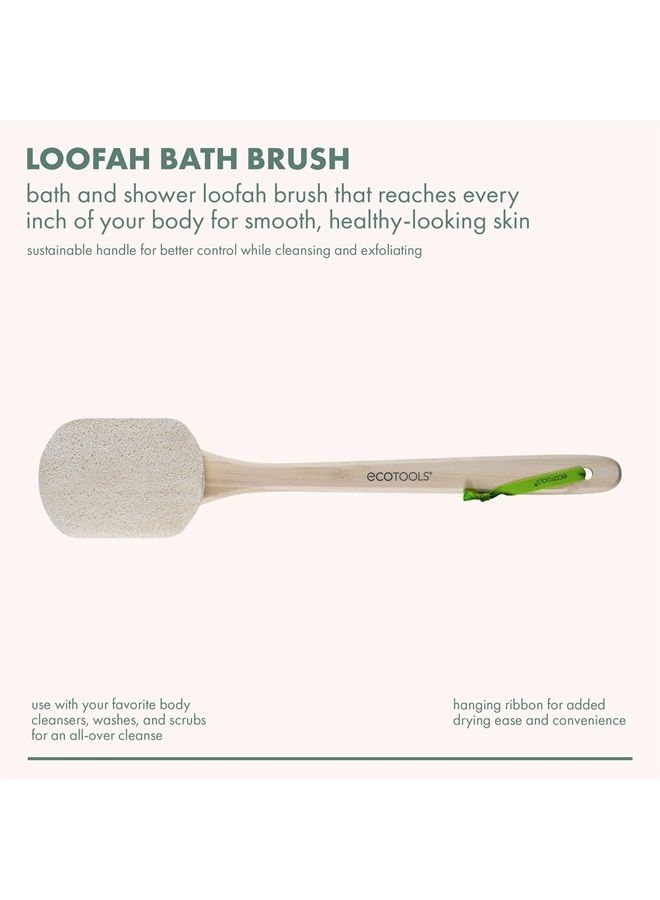 Ecotools Loofah Bath Brush, Shower Brush with Ergonomic Handle, Cleans Hard to Reach Areas, Eco-Friendly Bath Sponge, Gentle Cleansing & Exfoliating, Vegan & Cruelty-Free, 2 Count - Image 3