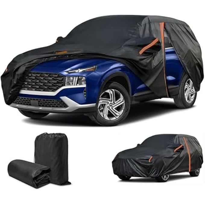 rayihni SUV All Weather Car Cover Waterproof, Custom Fit for Hyundai Santa Fe(2021-2025) Car Cover, Car Covers UV Protection with Door Zipper/Reflective Strip, Outdoor Car Covers with Mirror Pockets - Image 1