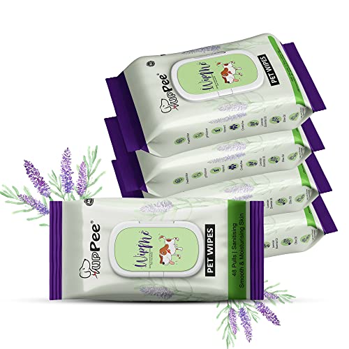 PUPPEE Wipe ME 100% Biodegradable 240 Count (Pack of 5) Wet Wipes for Dogs, Cats & All Pets | Lavender Essential, Vitamin E & Olive Oil | Anti-Bacterial | Cleansing, Deodorising & Grooming Wipes - Image 1