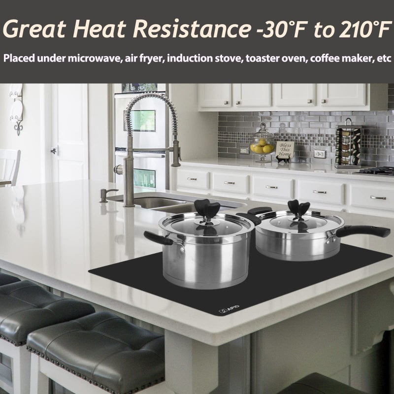 SAPID Extra Large Silicone Mat 36" x 24" Place Mats, Heat Resistant Mat for Kitchen Countertop Protector, Thick Placemats Washable Silicone Mats for Kitchen Counter Mat Dining Table Mat, Black, Sapid - Image 4