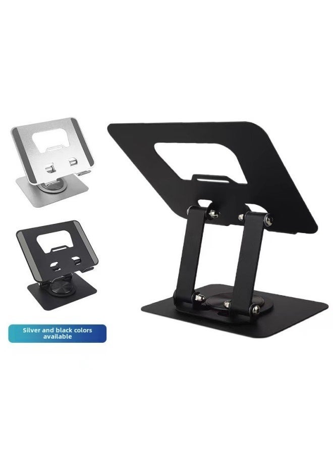 Metal Rotating Flat Bracket 360 Lazy Bracket Portable Folding Lifting Adjustment Tablet Bracket-Color:Black - Image 2