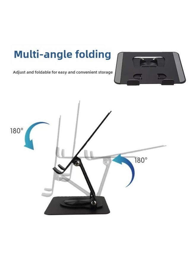 Metal Rotating Flat Bracket 360 Lazy Bracket Portable Folding Lifting Adjustment Tablet Bracket-Color:Black - Image 5