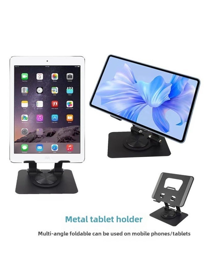Metal Rotating Flat Bracket 360 Lazy Bracket Portable Folding Lifting Adjustment Tablet Bracket-Color:Black - Image 3