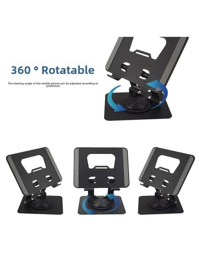 Metal Rotating Flat Bracket 360 Lazy Bracket Portable Folding Lifting Adjustment Tablet Bracket-Color:Black - Image 4