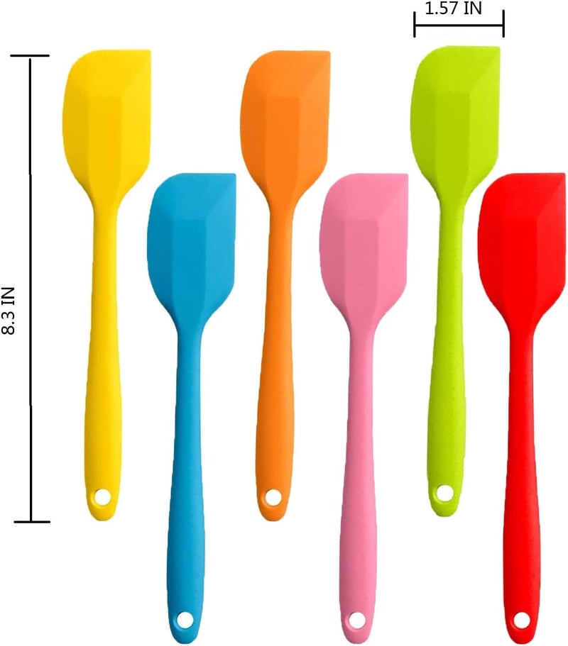 KAKAMINA 8 Pieces Silicone Spatulas,8.5 inch Non-stick with Stainless Steel Core,Heat Resistant-500℉, Food Grade Dishwasher Safe, for Mixing,Cooking,Baking (Mixed color) - Image 2
