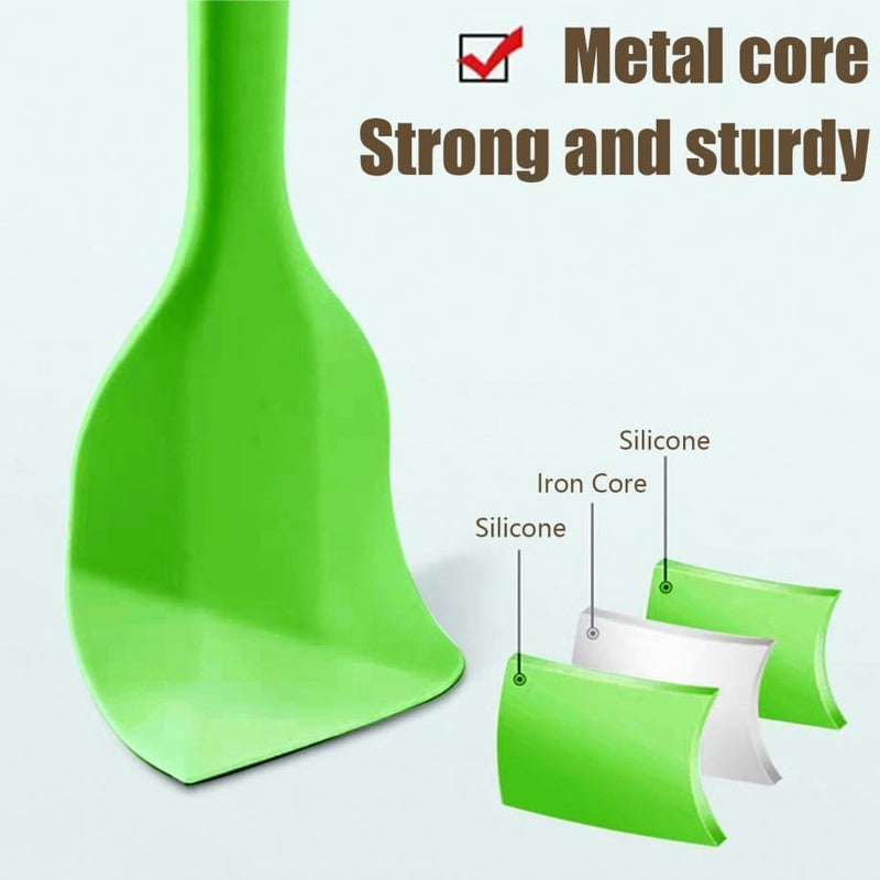 KAKAMINA 8 Pieces Silicone Spatulas,8.5 inch Non-stick with Stainless Steel Core,Heat Resistant-500℉, Food Grade Dishwasher Safe, for Mixing,Cooking,Baking (Mixed color) - Image 4